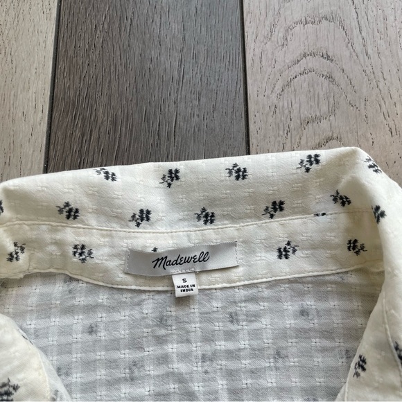 Madewell White and Black Crop Button Down Shirt - Picture 2 of 6